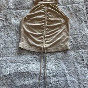 Ruched Halter Crop Camisole - Beige
